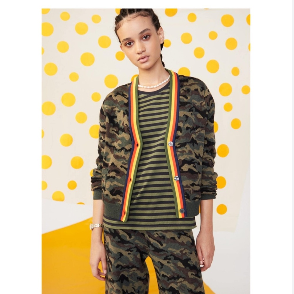 Kule The Jane Cardigan Camo Wool Blend Sweater Small - Picture 2 of 10